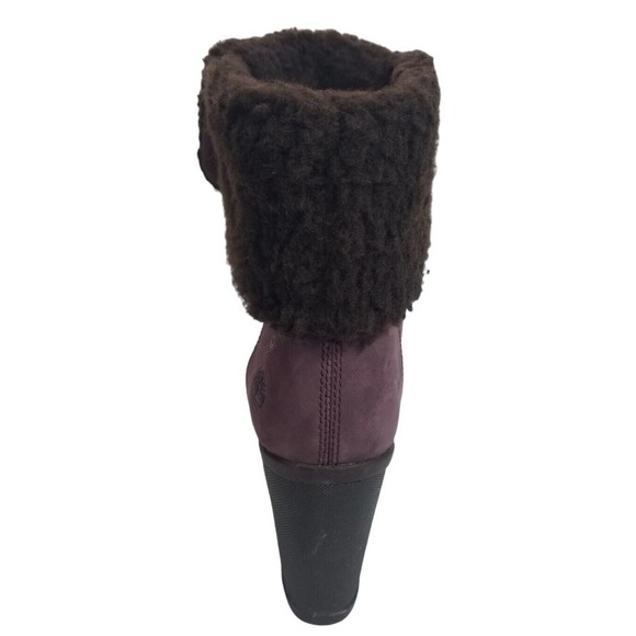 Timberland Camdale Fold Down Purple Leather Heeled‎ Boots A22E4 Womens size 7 - Picture 12 of 15